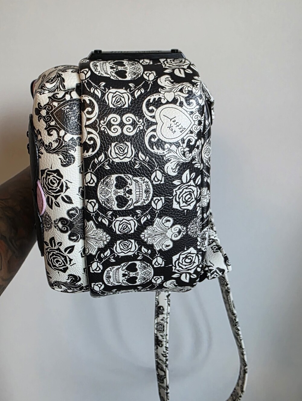 Betsey Johnson Kitsch Sugar Skull French Bulldog Mini Backpack Crossbody - Picture 3 of 7